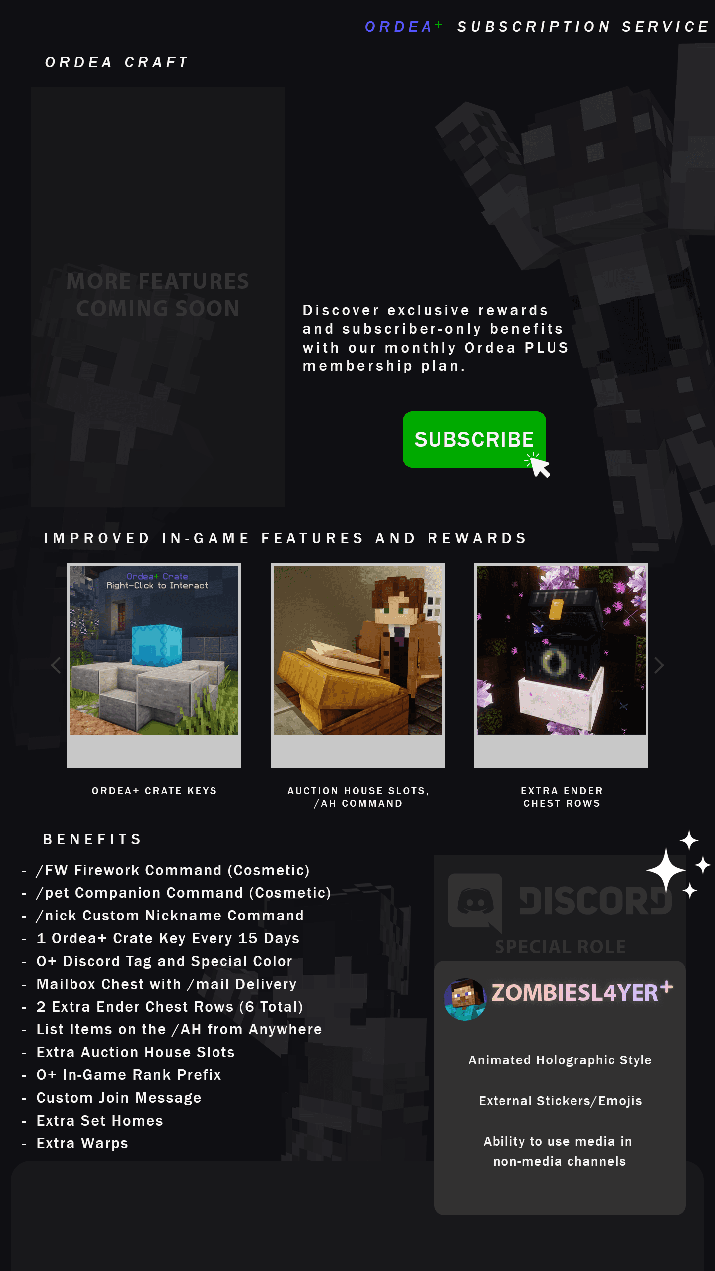 Ordea+ Subscription Service - Exclusive rewards, subscriber-only benefits, and improved in-game features